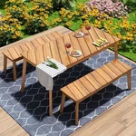 3 Pieces Outdoor Indoor Table Bench Dining Set Easy Assembly For Patio Garden. Fixed Price $289.99.