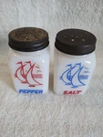 Vintage Milk Glass Nautical Sailboat Salt And Pepper Shakers Mckee. Fixed Price $25.98.