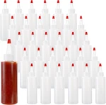 Bekith 30 Pack Small Plastic Squeeze Condiment Bottles With Red Tip Cap, 4 Ounce. Fixed Price $27.99.