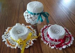 Vintage Hand-crocheted Doilies 3 Jar Lid Covers Bonnets Regular Mouth. Fixed Price $8.00.