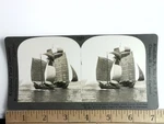 Vintage Keystone Stereoview Chinese Junk Full Sail Yellow Sea 1900S. Fixed Price $24.99.