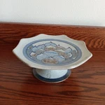 Vintage Studio Art Pottery Footed Cake Stand Plate 9", Signed. Fixed Price $38.00.