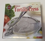 Norpro Deluxe Tortilla Press Size 6" W/ Recipe Booklet Cast Aluminum Nib. Fixed Price $30.00.