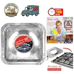 Effortless Kitchen Clean With 50 Pack Foil Gas Burner Liners - 8.5" Square. Fixed Price $17.97.