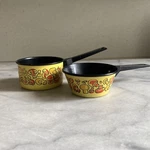 Childrens Vintage Toys Metal Kitchen Set Pots Yellow With Mushrooms. Fixed Price $9.00.