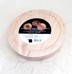 Wood Cheese Board & 2 Knives Set 7" Diam 1.5" Thck Pull Out Drawer New Ip. Fixed Price $29.99.