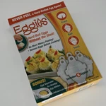 Eggies Cooker Set, 6 + Separator, Boil Without Shell, White. Fixed Price $10.99.