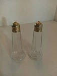 Vintage Dripcut By Traex Tapered Salt & Pepper Shakers With Brass Tops. Fixed Price $10.99.