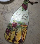 Retro Cutting / Charcuterie Board Wall Art Tempered Glass Wine Bottle Shape. Fixed Price $15.00.