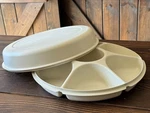 Vintage Tupperware Divided Veggie Fruit & Dip Serving Tray 1665-2 Lid 1666-4. Fixed Price $22.00.