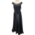 New Js Collections Satin & Ribbon Zip-up Stripe Black Dress Womens Size 12 $170. Fixed Price $28.00.