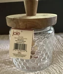 Glass Honey Pot Home Kitchen Jar Wooden Dipper & Lid Nwt. Fixed Price $17.00.