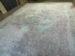 9' X 12' Vintage Handmade Chinese Carving Sculpture Wool Rug Flower Design. Fixed Price $2699.00.