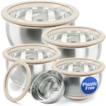 Best Ziruma Non-toxic Mixing Bowls With Lids Set, Stainless Steel & Glass, 5 Pcs. Fixed Price $99.30.
