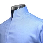 Blue High Open One Piece Buttonless Collar Mens 100% Cotton Formal Wedding Shirt. Fixed Price $121.50.