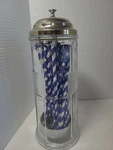 Vintage Gemco Glass Straw Or Barber Dispenser Heavy Jar Chrome Top.. Fixed Price $7.00.