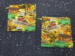 Set 2 Handmade Pot Holders Hot Pads Fall Farm Scenic Barns Cow Tractor Geese. Fixed Price $12.00.