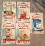 Vintage Campbells Soup Magnets Magnetic Clip 5PC Refrigerator Kitchen Arjon. Fixed Price $18.99.