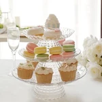 Clear 3 Plastic Stackable Pedestals Pressed Design Cupcake Stands Set Party Home. Fixed Price $20.74.