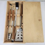 Schmidt Brothers Bbq Ash 3 Piece Grill Set, Full-forged Stainless Steel & Case. Fixed Price $55.00.