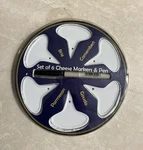 Cordon Bleu International 6 Porcelain Cheese Markers With Pen. Fixed Price $18.00.