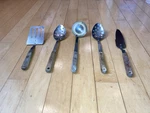 Vintage Robinson Stainless & Wood Kitchen Utensil Set Of 5. Fixed Price $72.99.