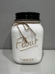Youngs Inc Ceramic Flour Canister Mason Jar White Black Farmhouse Kitchen Decor. Fixed Price $39.99.