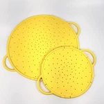 Silicone Splatter Screens Set Of 2 Yellow Frying Pan Oil Grease Guard Kitchen. Fixed Price $16.00.