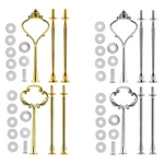 4 Sets Of 3 Tier Cake Plate Stand Handle Hardware, Fruit Golden,silver. Fixed Price $14.76.