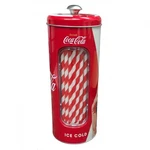 Coca-cola Drink Up Retro Straw Tin Canister Red. Fixed Price $17.98.