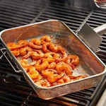 Pampered Chef Large Grill Pan 101113 Stainless Steel Mesh Bbq Basket W/ Scraper. Fixed Price $57.00.