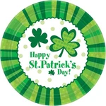 Amscam St Patrick's Day Cheer Round Plates (60 Per Pack), 9", Green/white. Fixed Price $14.99.