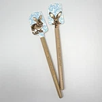Williams Sonoma Damask Bunny Serving Spatula Set Of 2 Wood Handles Easter. Fixed Price $19.79.