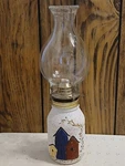 Large Kerosene Oil Lamp With Globe Mason Jar Birdhouse Design. Fixed Price $14.00.