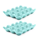 Ceramic Egg Tray 12 + Cups Holder Container For Refrigerator (blue). Fixed Price $20.99.