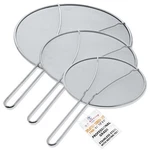 13", 11.5", 9.5" Stainless Steel Mesh Splatter Screen With Resting Feet Set, Fry. Fixed Price $19.99.