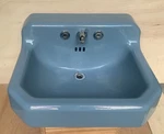 Vintage Mid-century American Standard Cast Iron Wall Mount Bathroom Light Blue. Fixed Price $399.00.