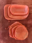 Pampered Chef Stretch Fit Silicone Lid Vented Lot Of 3 Round Rectangle. Fixed Price $75.00.