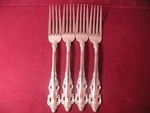 Set Of 4 Dinner Forks Wallace Antique Baroque Stainless 18/8 Japan 7 1/2" .. Fixed Price $44.75.