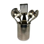 Calphalon 6 Pc Stainless Steel Cooking Utensils Crock Set Slotted Spoon Spatula. Fixed Price $80.00.