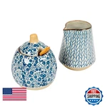 Creative Co-op Hand-painted Stoneware Sugar Creamer Set Of Pieces DF2908. Fixed Price $34.65.