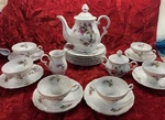 Ucagco Moss Rose 23 Pc Set -teapot Sugar, Creamer 6 Cups, Saucers Dessert. Fixed Price $125.00.