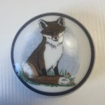 Fox Porcelain Trinket Jewelry Box By The Huntsman 3.25 1.75 Blue Stripe. Fixed Price $16.99.