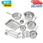Mainstays 24 Pc Stainless Steel Cookware Set Pots, Pans, Lids & Kitchen Utensils. Fixed Price $65.99.