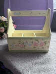 Pfaltzgraff Tea Rose Painted Wood Utensil Caddy. Fixed Price $39.96.