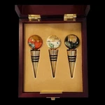 Alexander Kalifano Gemstone Globe Wine Bottle Stoppers W/gold-tone & Case Ec. Fixed Price $17.99.