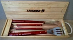 Landstar Backyard Chef Bbq Grill Tools Wooden Box W/ Sliding Nos. Fixed Price $28.01.