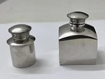 Old Brass, Antique Look Nickel Plated Round Small & Square Oil Pots 2 Pc. Fixed Price $78.00.
