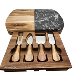 Cheese Board Cutting Set Charcuterie Wood Marble Look Serving Utensils Leed's. Fixed Price $29.75.
