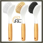 3 Pack Dish Set With Bamboo Handle, Kitchen Brushes For Cleaning Pot, Sink. Fixed Price $10.49.